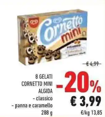 Conad Superstore 8 GELATI CORNETTO MINI ALGIDA 288 g offerta