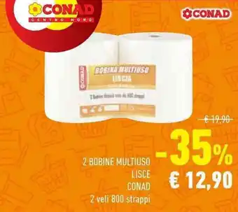 Conad Superstore 2 BOBINE MULTIUSO LISCE CONAD 2 veli 800 strappi offerta