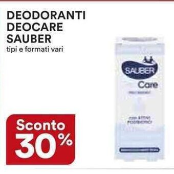 Ipercoop DEODORANTI DEOCARE SAUBER tipi e formati vari offerta