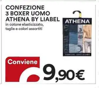 CONFEZIONE 3 BOXER UOMO ATHENA BY LIABEL in cotone elasticizzato, taglie e colori assortiti