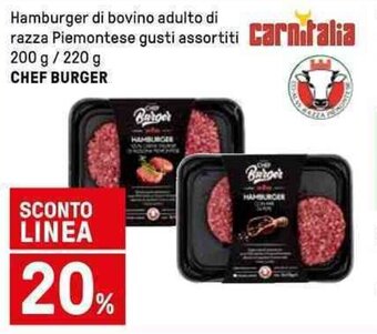 Iper La Grande Hamburger di bovino adulto di razza Piemontese gusti assortiti 200 g / 220 g CHEF BURGER offerta