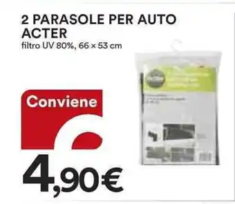Ipercoop 2 PARASOLE PER AUTO ACTER filtro UV 80%, 66 x 53 cm offerta