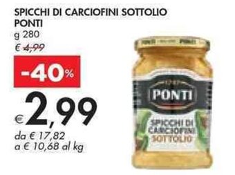 Bennet SPICCHI DI CARCIOFINI SOTTOLIO PONTI g 280 offerta