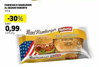 Ipercoop Roberto Maxi Hamburger Al Sesamo Panini 300g offerta