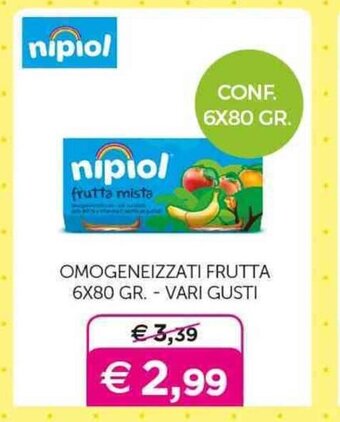 Universo Bimbo OMOGENEIZZATI FRUTTA 6X80 GR. - VARI GUSTI offerta