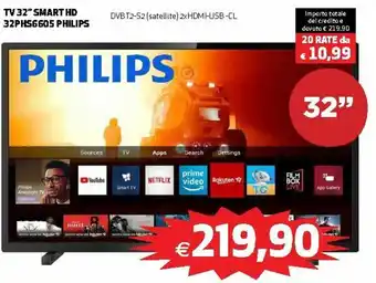 Ipercoop Philips TV 32" Smart HD 32PHS6605 offerta