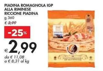 Bennet PIADINA ROMAGNOLA IGP ALLA RIMINESE RICCIONE PIADINA g 360 offerta