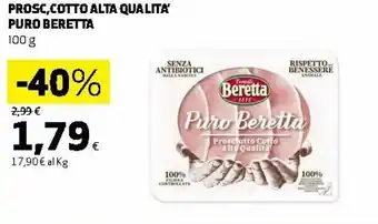 Ipercoop Beretta Puro Prosciutto Alta Qualità 100g offerta