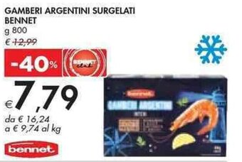 Bennet GAMBERI ARGENTINI SURGELATI BENNET g 800 offerta