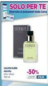 Acqua & Sapone Calvin Klein ETERNITY Uomo 100 Ml offerta
