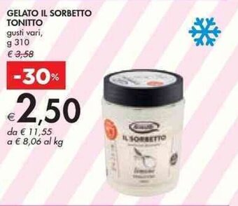 Bennet GELATO IL SORBETTO TONITTO gusti vari, g 310 offerta
