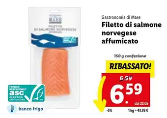Lidl Filetto di salmone norvegese affumicato offerta