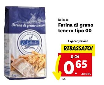 Lidl Belbake Farina di grano tenero tipo 00 1 kg confezione offerta