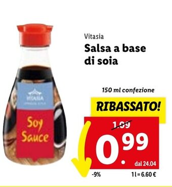 Lidl Vitasia Salsa a base di soia 150 ml confezione offerta
