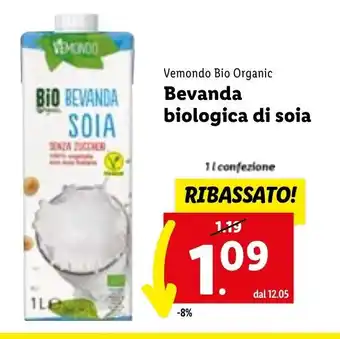 Lidl Vemondo Bio Organic Bevanda biologica di soia 1l offerta