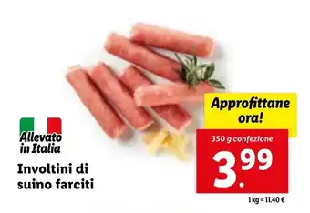 Lidl Allevato in Italia Involtini di suino farciti 350 g confezione offerta