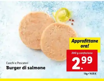 Lidl Cuochi e Pescatori Burger di salmone 200 g confezione offerta