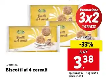 Lidl Realforno Biscotti ai 4 cereali 3x500g offerta
