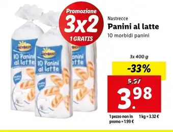 Lidl Nastrecce Panini al latte 10 morbidi panini 3x400g offerta