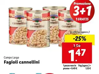 Lidl Campo Largo Fagioli cannellini 4x240g offerta