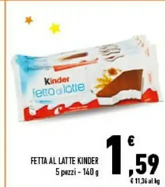 Conad Superstore Ferrero Kinder Fetta Al Latte 140 G(ml) offerta