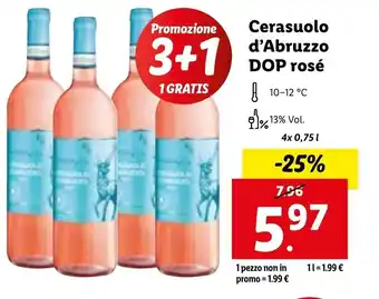 Lidl Cerasuolo d'Abruzzo DOP rosé 4x 0,75l offerta