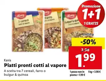 Lidl Kania Piatti pronti cotti al vapore 2x 250g offerta