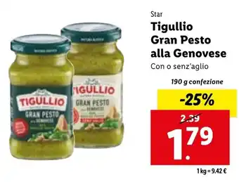 Lidl Star Tigullio Gran Pesto alla Genovese Con o senz'aglio 190 g confezione offerta