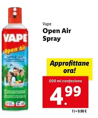 Lidl VAPE Open Air Spray 500 ml confezione offerta