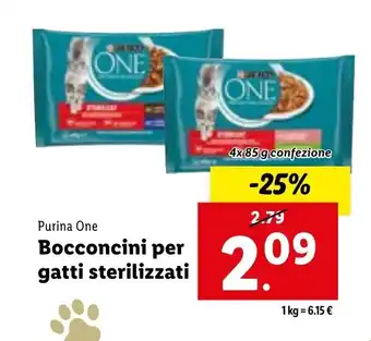 Lidl Purina One Bocconcini per gatti sterilizzati 4x 85 g confezione offerta