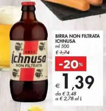 Bennet BIRRA NON FILTRATA ICHNUSA ml 500 offerta