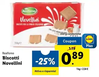 Lidl Realforno Biscotti Novellini 350 g confezione offerta