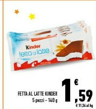 Conad City Ferrero Kinder Fetta Al Latte 140 G(ml) offerta