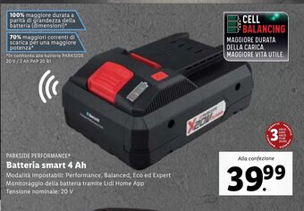 Lidl PARKSIDE PERFORMANCE® Batteria smart 4 Ah offerta