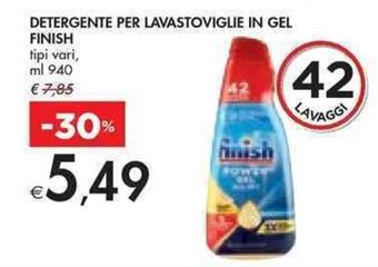 Bennet DETERGENTE PER LAVASTOVIGLIE IN GEL FINISH tipi vari, ml 940 offerta