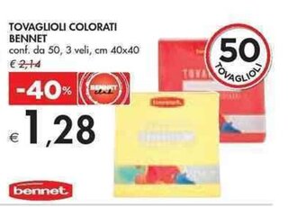 Bennet TOVAGLIOLI COLORATI BENNET conf. da 50, 3 veli, cm 40x40 offerta