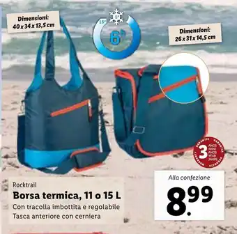 Lidl Rocktrail Borsa termica, 11 o 15 L Con tracolla imbottita e regolabile Tasca anteriore con cerniera offerta