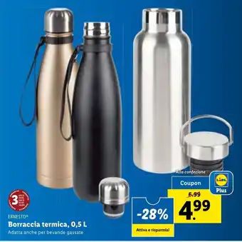 Lidl ERNESTOⓇ Borraccia termica, 0,5 L Adatta anche per bevande gassate offerta