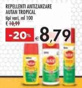 Bennet REPELLENTI ANTIZANZARE AUTAN TROPICAL tipi vari, ml 100 offerta