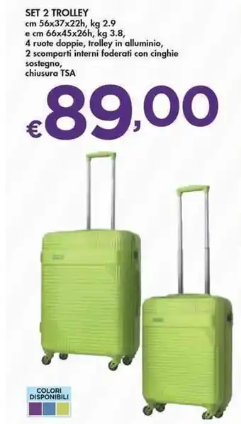 Bennet SET 2 TROLLEY cm 56x37x22h, kg 2.9 offerta