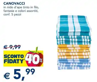 Esselunga CANOVACCI in nido d'ape tinto in filo, fantasie e colori assortiti, conf. 5 pezzi offerta