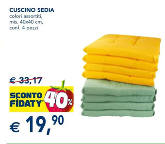 CUSCINO SEDIA colori assortiti, mis. 40x40 cm, conf. 4 pezzi
