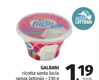 Pam Galbani Ricotta Santa Lucia Senza Lattosio offerta