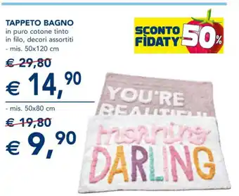 Esselunga TAPPETO BAGNO in puro cotone tinto in filo, decori assortiti - mis. 50x120 cm offerta