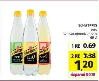 Pam Schweppes Limone Zero 600 G(ml) offerta