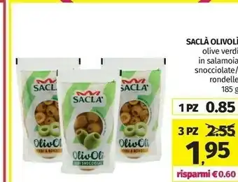 Pam Saclà Olivoli Verdi Snocciolate 185 G(ml) offerta