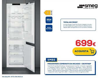 Euronics SMEG FRIGORIFERO COMBINATO DA INCASSO - C8174TN2P offerta
