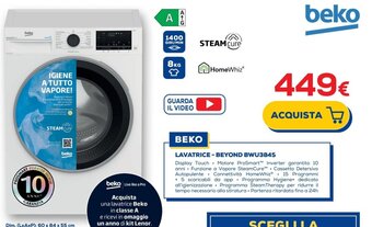 Euronics BEKO LAVATRICE - BEYOND BWU384S offerta