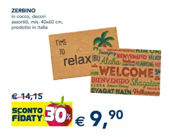 ZERBINO in cocco, decori assortiti, mis. 40x60 cm, prodotto in Italia