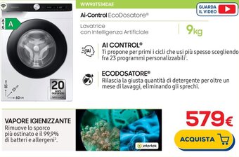 Euronics SAMSUNG Lavatrice con Intelligenza Artificiale WW90T534DAE offerta